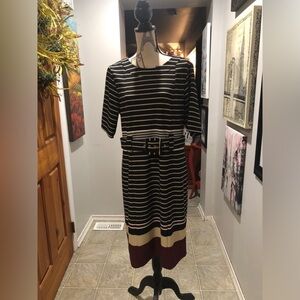 Striped Black and Cream Dress
Brand:  I Le
Size M